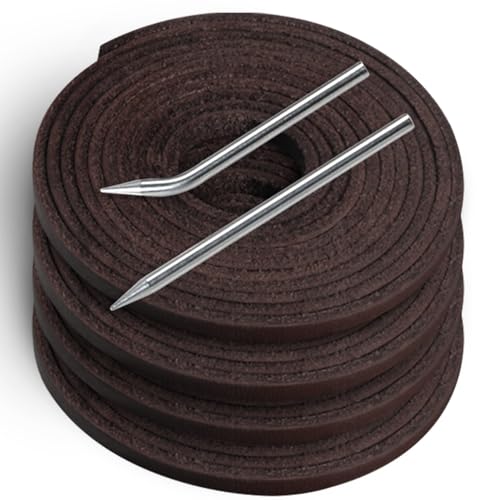 Softball Baseball Glove Lace, Mitt Lace Repair Kit Includes 2 Leather Laces and Lacing Needle for Catcher's Glove - color: Dark Brown