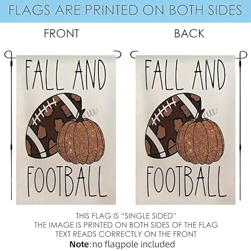 Garden Flag 12x18 Inch Double Sided Fall and Football Pumpkin Sports Design Weatherproof Patriotic USA Flag for Outdoor Yard Lawn Decoration