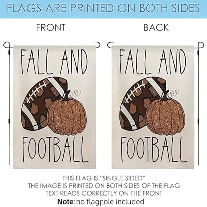 Garden Flag 12x18 Inch Double Sided Fall and Football Pumpkin Sports Design Weatherproof Patriotic USA Flag for Outdoor Yard Lawn Decoration