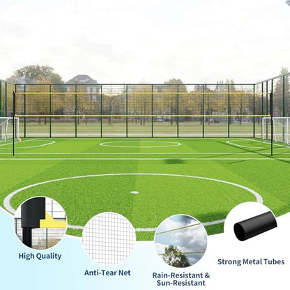 32FT Volleyball Net Set for Training, Adjustable Height 7.4' to 8' Freestanding Volleyball Net System Anti-Sagging, with Ball & Pump, Ground Stakes, Carry Bag, Portable Practice Kit for Backyard&Beach
