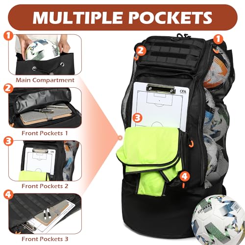 Extra Large Soccer Ball Bag, Heavy Duty Mesh Equipment Ball Bag for Coach, Storage Bag for Basketball, Volleyball, Swimming Gear