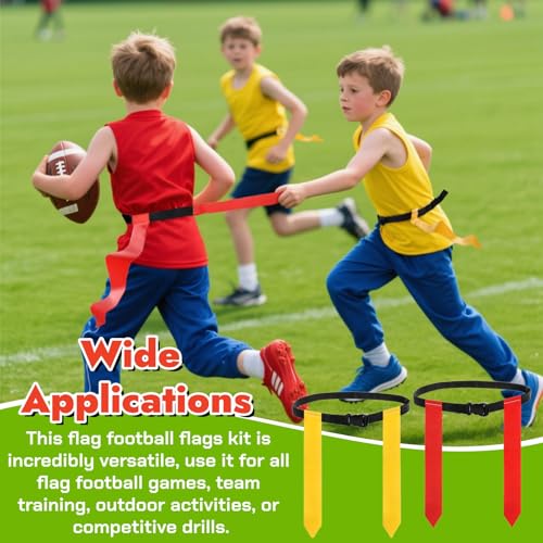 14 Set Flag Football Belts, Adjustable Flag Football Flags Set with Belts, Easy Tear Away Flags Football Kit for Players Training Competition, 2 Color