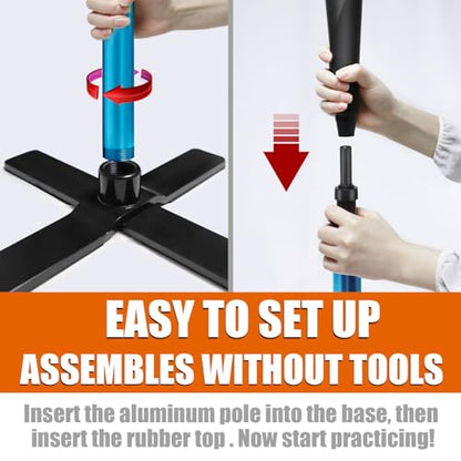 TARUMG Portable Batting Tee for Baseball/Softball, Height Adjustment from 25-47 inches, Heavy Duty Baseball Tee with Detachable Rubber Top, Easy Assembly Hitting Tee for Kids/Youth/Adults - style: Basic Set&Blue 25‘’-37‘’