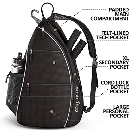 Athletico Sling Bag - Crossbody Backpack for Pickleball, Tennis, Racketball, and Travel for Men and Women - color: Black