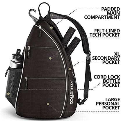 Athletico Sling Bag - Crossbody Backpack for Pickleball, Tennis, Racketball, and Travel for Men and Women - color: Black