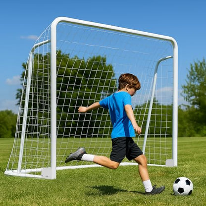 MOPHOTO Soccer Goal, 6X4/8x6/10x6.5/12x6/16x7/18.5x6.5/21x7/24x8ft Soccer Goals for Backyard, Full Size Soccer Goal for Teens & Adults Training - size: 8x6FT, style: Steel - Foldable