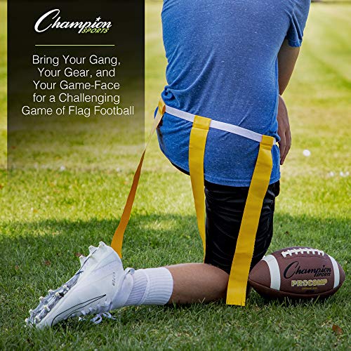 Champion Sports Quick Release Flag Football Set – Durable Belt, 3 Detachable Flags & Adjustable Fit (25”-50”)