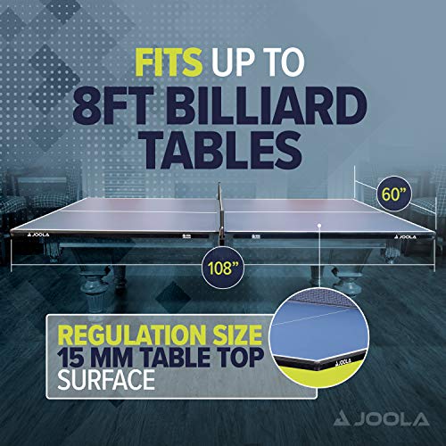 JOOLA Ping Pong Conversion Top with Net Set for Billiard and Pool Tables - Regulation Top Converts Billiards into Ping Pong Table - Includes Foam Padding for Protection - Steel Frame Option - color: Metal Apron