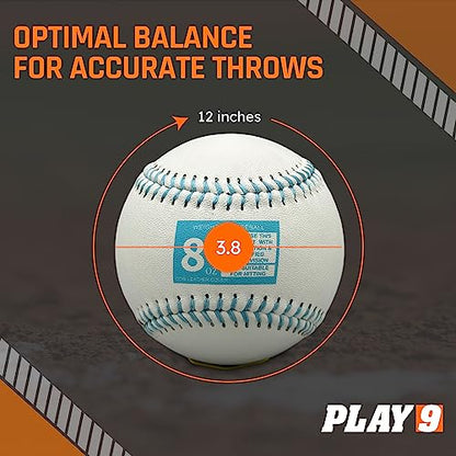 Play 9 Baseball Leather Weighted Baseball Training Set of 4 in for Teen and Adults for arm Velocity Training Ideal for Throwing and Pitching. (Set of 4)