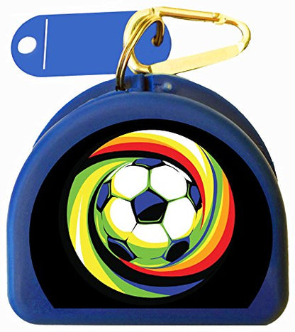 Soccer Mouth Guard case, Mouthguard case, Retainer Case - Soccer Power Ball - color: Blue