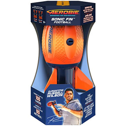 Aerobie gl_Toy Sonic Fin Football, Aerodynamic Russel Wilson Toy, Now with Softer Foam & Fins, Outdoor Games for Kids and Adults Aged 8 and Up, Orange