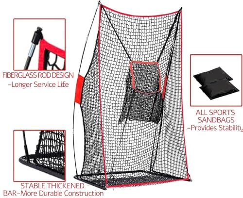 Football Kicking Throwing Net - Heavy Duty Portable Kicking Goal Cage with Target - 4x7FT Professional Trainer for Coaches Youth Indoor & Outdoor Games