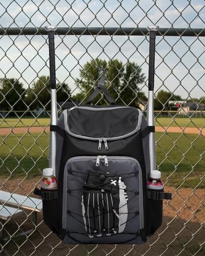 Baseball Softball Gear Bag for Boys Girls Ages 8-12 12-14 14-16 Large Kids Bat Bag Backpack with Ventilated Shoe Compartment Baseball Softball Stuff Supplies for Youth Adult