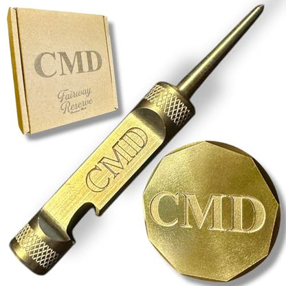 Personalized Golf Ball Marker & Golf Divot Tool - Solid Brass, 100% USA-Made Custom Golf Accessories for Men and Perfect Gifts for Golfers - style: Built-In Bottle Opener