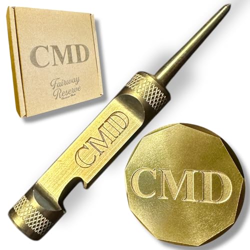 Personalized Golf Ball Marker & Golf Divot Tool - Solid Brass, 100% USA-Made Custom Golf Accessories for Men and Perfect Gifts for Golfers - style: Built-In Bottle Opener
