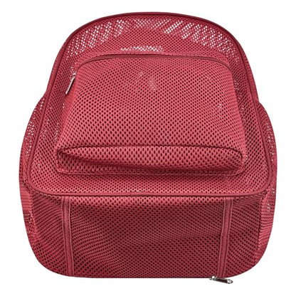 Oraben Heavy Duty Mesh Backpack with Rain Cover – Ventilated Swim & Gym Bag with 15.6” Laptop Sleeve, Large See Through Beach/School Backpack (Rose Red) - color: Rose Red