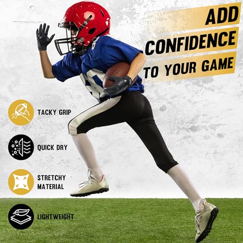 HANDLANDY Youth Football Gloves, Kids Sticky Receiver Gloves,Super Grip Football Glove Best Gift for Boys,Girls