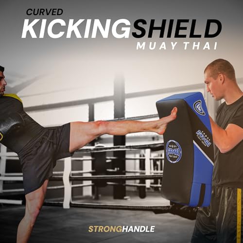 Farabi Sports Kick Shield 20.5 inches Large Curved Muay Thai Kicking Shield Strike Pad MMA Punching Foot Target Boxing Training Kick Pad Martial Arts Karate Taekwondo Kick Pad X 1 Unit - color: Blue Black
