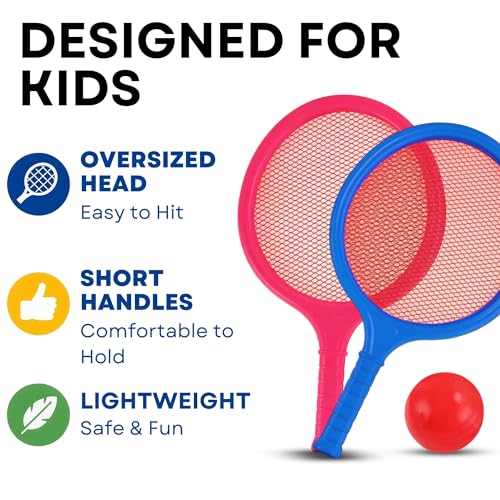 Badminton Racket Set for Kids, Toddlers with Paddles, Ball and Birdie - Junior Kindergarten Student Outdoor Sports Tennis Racquet Play Game Beach Toys