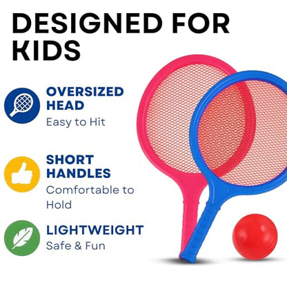 Badminton Racket Set for Kids, Toddlers with Paddles, Ball and Birdie - Junior Kindergarten Student Outdoor Sports Tennis Racquet Play Game Beach Toys