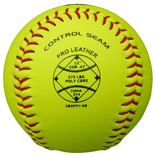 Baden Perfection Game Fastpitch Softballs | 12" Ball | Yellow Pro Leather Softballs for Fastpitch Play | One Dozen