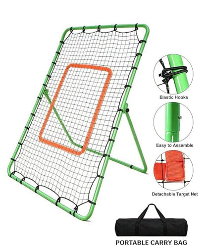 Volleyball Rebounder Net 7x4 FT, 5 Angle Adjustable, High-Tension PE Net with Steel Frame for Soccer Baseball Lacrosse Training
