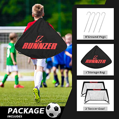 L RUNNZER Kids Soccer Goal, Pop Up Soccer Goal Net for Backyard, Set of 2 with Portable Carrying Case - color: Black, style: 4'x3', 2 Set