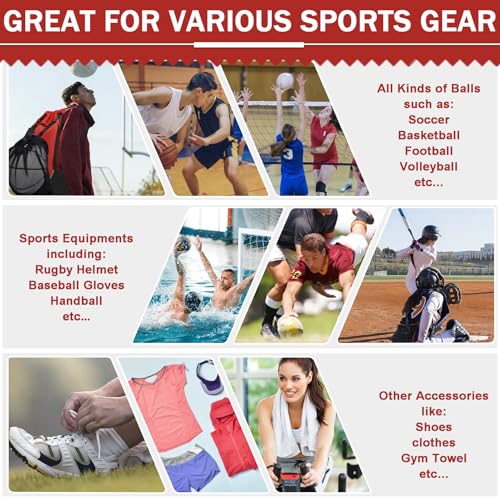 KAEGREEL Drawstring Soccer Bag Basketball Backpack for Kids Teens, Foldable Sports Bags Detachable Ball Mesh Bag for Gym Yoga Football Baseball - color: Red