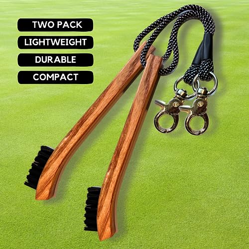 Golf Brush (2 Pack) - Cord and Clip Attachment for Bags and Carts, Club Cleaner Ideal for Woods and Irons - Golf Accesories for Men and Women