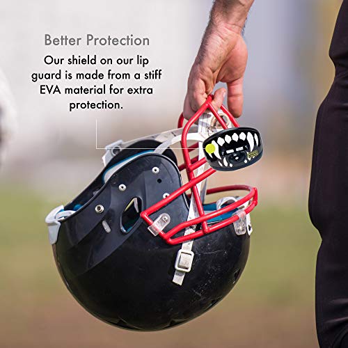 DAMAGE CONTROL Pacifier Mouthpiece – Football Mouthguard with Helmet Strap, Protects Teeth, Jaw & Mouth – Mouth Piece for Sports, No Boiling, Allows Airflow – Gear for Adults & Youth (Fangs) - color: Fangs
