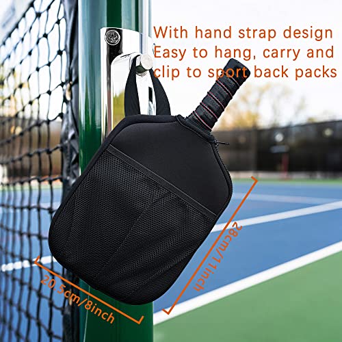 WK IEASON Neoprene Pickleball Paddle Cover with Inner Pockets and Handle Strap - Racket Sleeve and Ball Holder Organizer - color: Art printx2