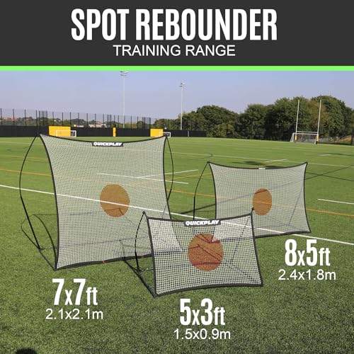 QUICKPLAY Spot Target Soccer Rebounder | Weather-Resistant Rebound Net with Carry Bag | Great for Passing, Receiving, and Trapping Practice | Ideal for Team or Solo Training - style: 5x3ft