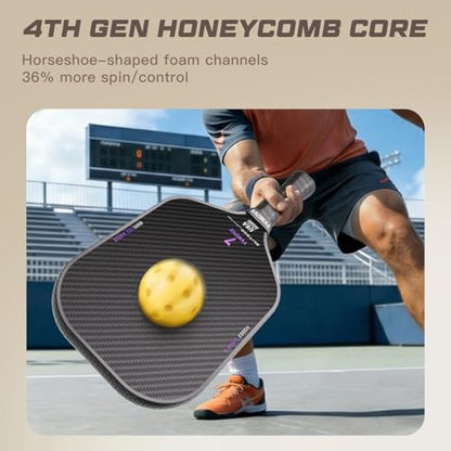 YVmove T800 Carbon Fiber Pickleball Paddle with 16mm Dynamic Core, Premium Pickle Ball Thermoformed Unibody, Elongated Shape, Enhanced Power & Ultimate Spin, USAPA Approved