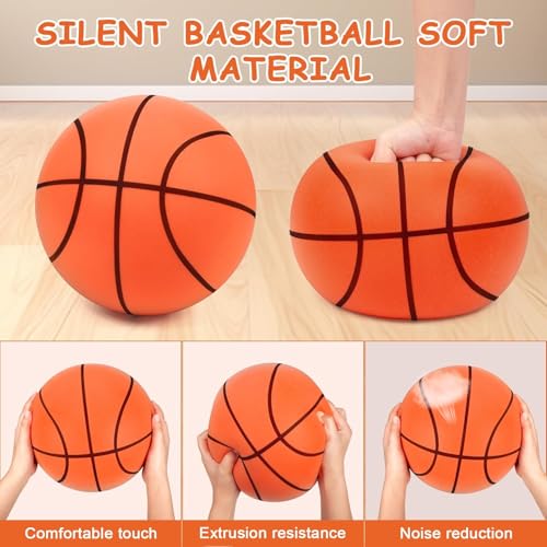 Silent Basketball Size 7 Upgrade Dribble Dream Silent Basket Ball,24cm Dribbling Indoor Soft No Noise Foam Basketball Indoor Training Ball for Kids.