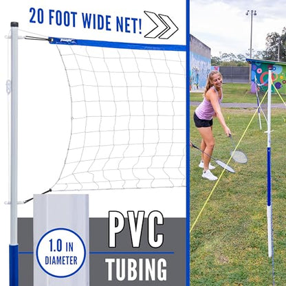 Franklin Sports Volleyball + Badminton Sets - Beach + Backyard Game Set - Volleyball, Pump, Badminton Rackets, Birdies, Net + Poles Included - style: Recreational Badminton/Volleyball Set