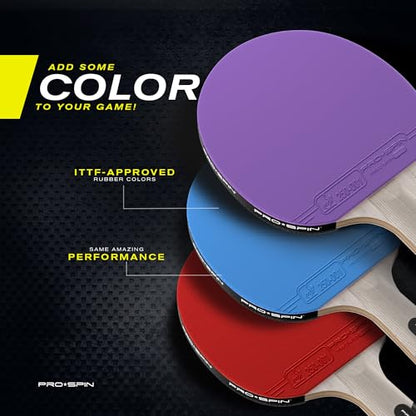 PRO-SPIN Ping Pong Paddles – ITTF Approved Professional Table Tennis Rackets with Carbon Fiber for Superior Control | 7-Ply Blade, Premium Rubber, 2.0mm Sponge - color: 1-Pack | Blue