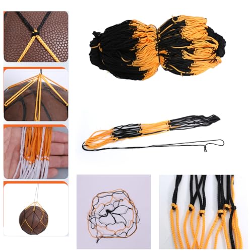 4 Pack Basketball Bag Drawstring Single Ball Net Mesh Storage Organizer Carrier Carrying Hanging Bags with Air Pump Inflation Needle For Soccer Balls Football Volleyball Basket Ball Sports
