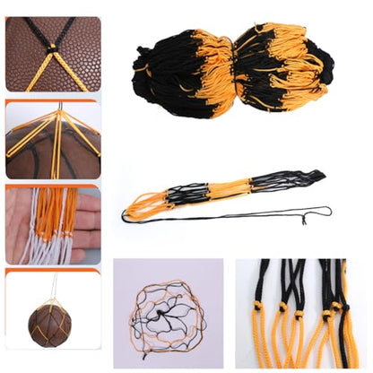 4 Pack Basketball Bag Drawstring Single Ball Net Mesh Storage Organizer Carrier Carrying Hanging Bags with Air Pump Inflation Needle For Soccer Balls Football Volleyball Basket Ball Sports