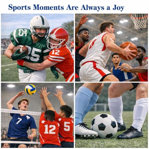 4 Pcs Sport Balls Set Include Official Size 7 Basketball 9 Football 5 Volleyball 5 Soccer with Bag Pump Sports Equipment for Adults Back to University School Ball Gift