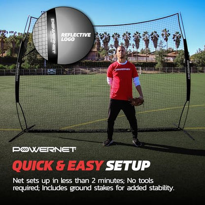 PowerNet Portable Sports Rebounder -Basketball, Volleyball, Soccer, Baseball, Softball and Lacrosse, Backyard & Garage Backstop, Indoor Outdoor Safety Net for Protection - style: 12x9 BLACK Net