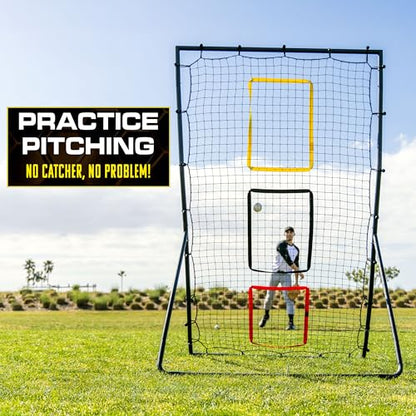 GoSports 6 x 4 ft Baseball & Softball Pitching and Fielding Rebounder - Pitch Back Net with 3 Target Zones