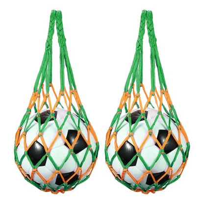 uxcell Basketball Net Bags, Nylon Soccer Ball Holder Portable Multifunctional Single Ball Mesh Net Bag for Storage Basketball Soccer Rugby Balls - color: Yellow/Green