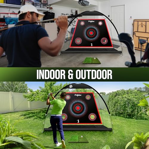 Golf Net – 10x7 ft Practice Net for Backyard Driving, Indoor Hitting Net with Mat, A Great Gift for Golfers or Dad – Golf Training Aid