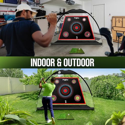 Golf Net – 10x7 ft Practice Net for Backyard Driving, Indoor Hitting Net with Mat, A Great Gift for Golfers or Dad – Golf Training Aid
