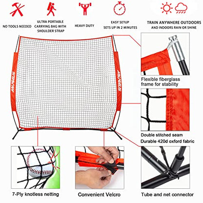 Sports Barrier Net,Sports Net,Barricade Backstop Net,Perfect for Baseball,Softball,Soccer, Basketball,Lacrosse - style: 7X7Ft-Red