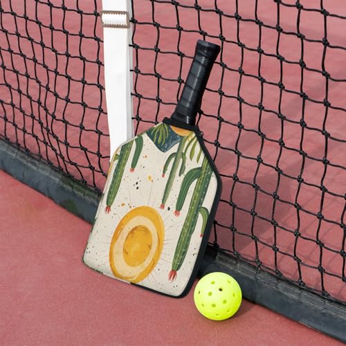 Pickleball Paddle Cover with Pockets and Handle Strap, Racket Sleeve and Ball Holder Organizer, 1 Pcs - color: yellow