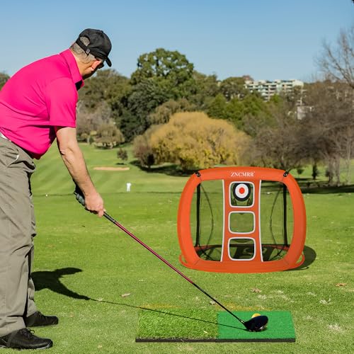Pop Up Golf Chipping Net for Backyard & Indoor Practice Golf Target Training Aid Foldable Golf Hitting Net with Hitting Mats, Gift for Men, Golfer, Beginners
