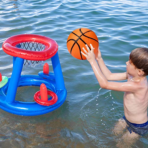 Gejoy 7 Inch Mini Basketballs Set of 3 with Ball Pump Needles Inflatable Mini Hoop Basketball Replacements Pool Party Balls Kids Adults Indoor Outdoor Sports Summer Beach Games, Orange