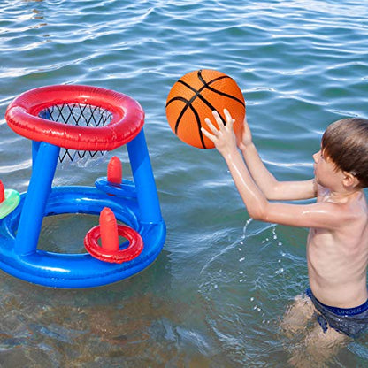 Gejoy 7 Inch Mini Basketballs Set of 3 with Ball Pump Needles Inflatable Mini Hoop Basketball Replacements Pool Party Balls Kids Adults Indoor Outdoor Sports Summer Beach Games, Orange