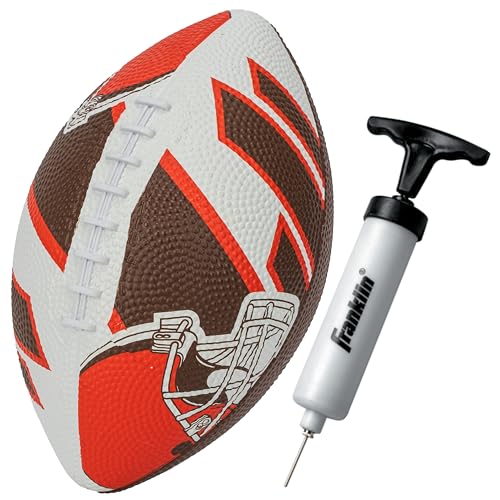 Franklin Sports NFL Team Footballs - Rubber Youth Mini Balls for All Teams - Kids 8.5" Football + Air Pump Sets - Official NFL Licensed - style: Cleveland Browns